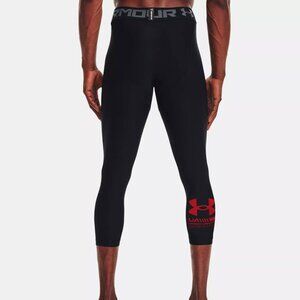 Under Armour Men's HeatGear Armour Graphic ¾ Leggings 1364602-001 Black/Red NWT